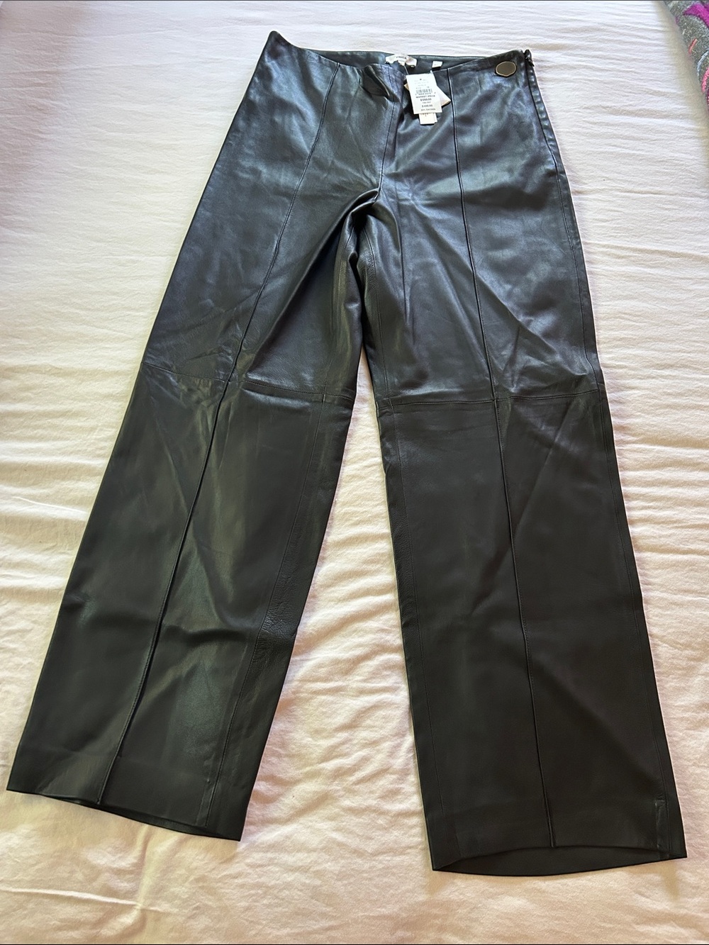 Black Lamb Leather Wide Leg Pants